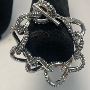 Kenneth Cole Silver Link Bracelet with Clear Rhinestones